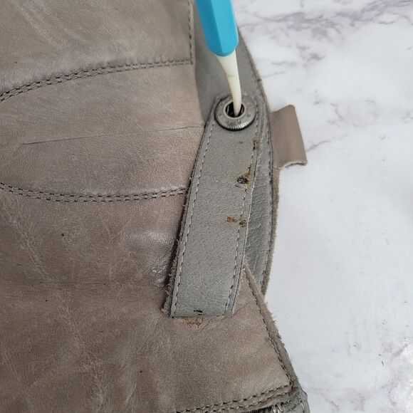 Sam Edelman Women's Penny Boot Size 7 Tall Gray Leather Knee High Riding Boots - Picture 10 of 15